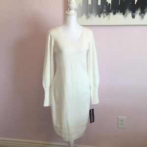 NWT Nina Leonard ivory sweater dress
